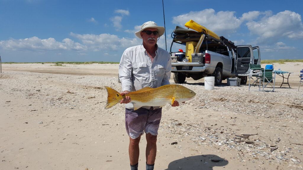 Ken Kuhn with a bull red from the surf