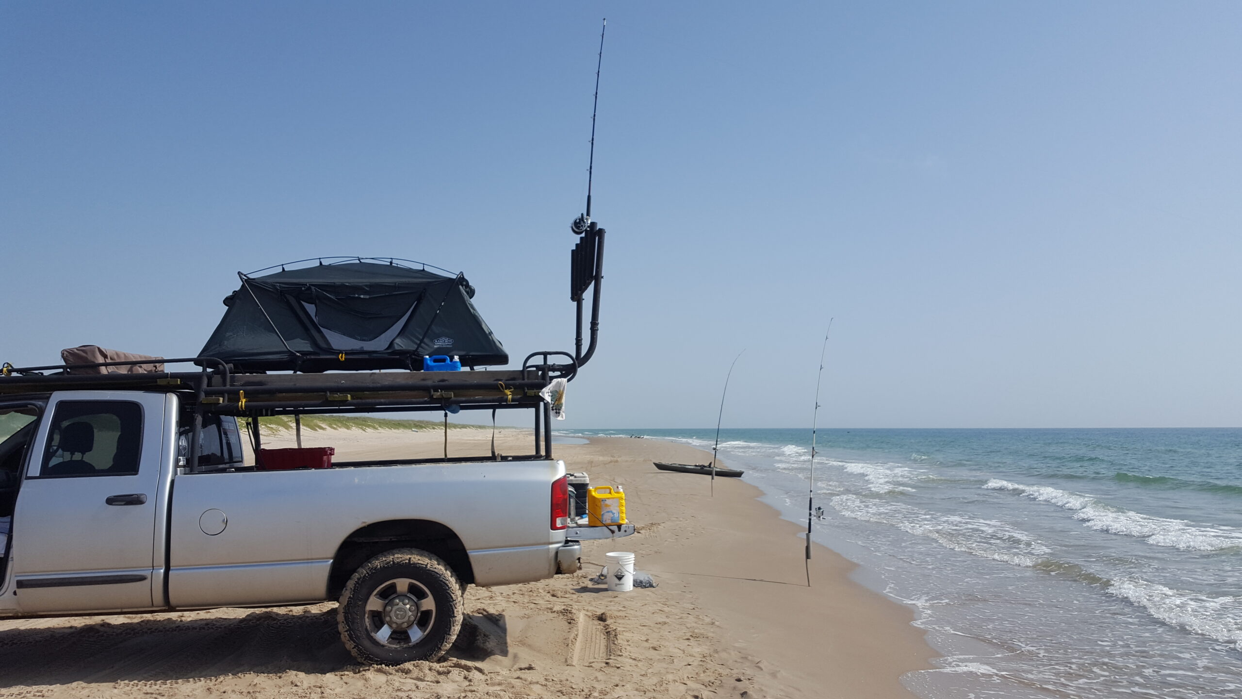 Shark fishing from the beach