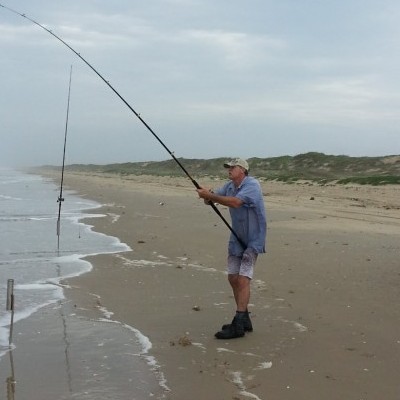 Ken Kuhn hooked up in the surf