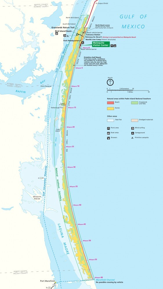 Padre Island National Seashore Map