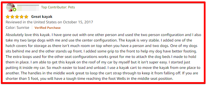 Ocean Kayak customer review