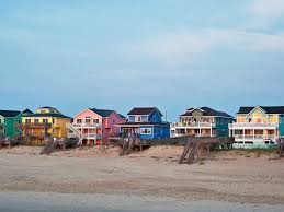 Beach houses along the outerbanks of NC