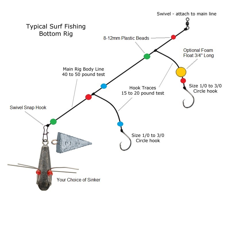 double drop surf fishing bottom leader