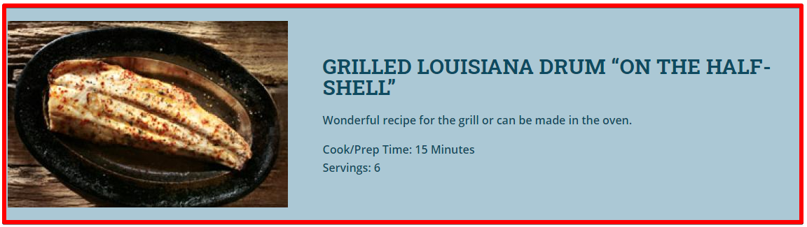 Grilled black drum on the half shell