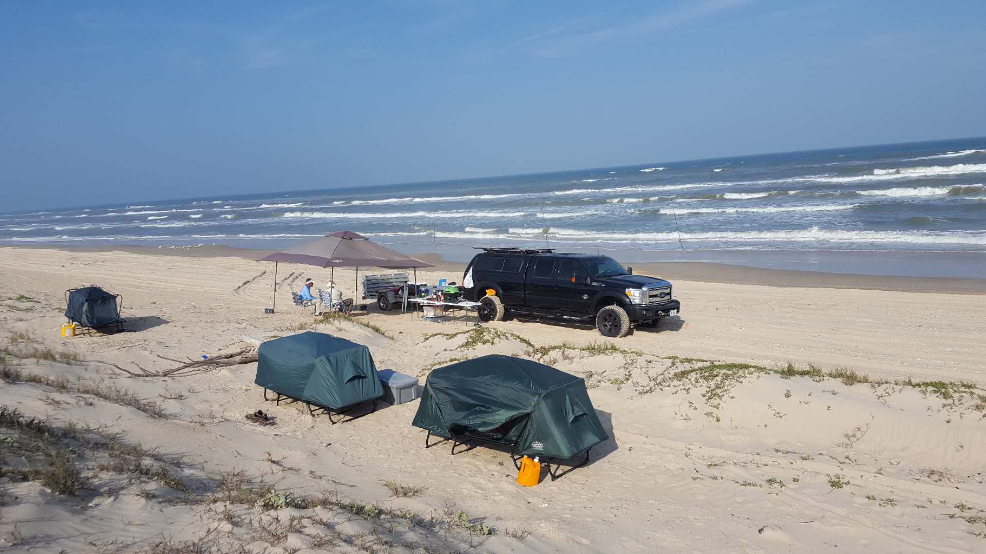 Kamp Rite Tent Cots set up on the beach