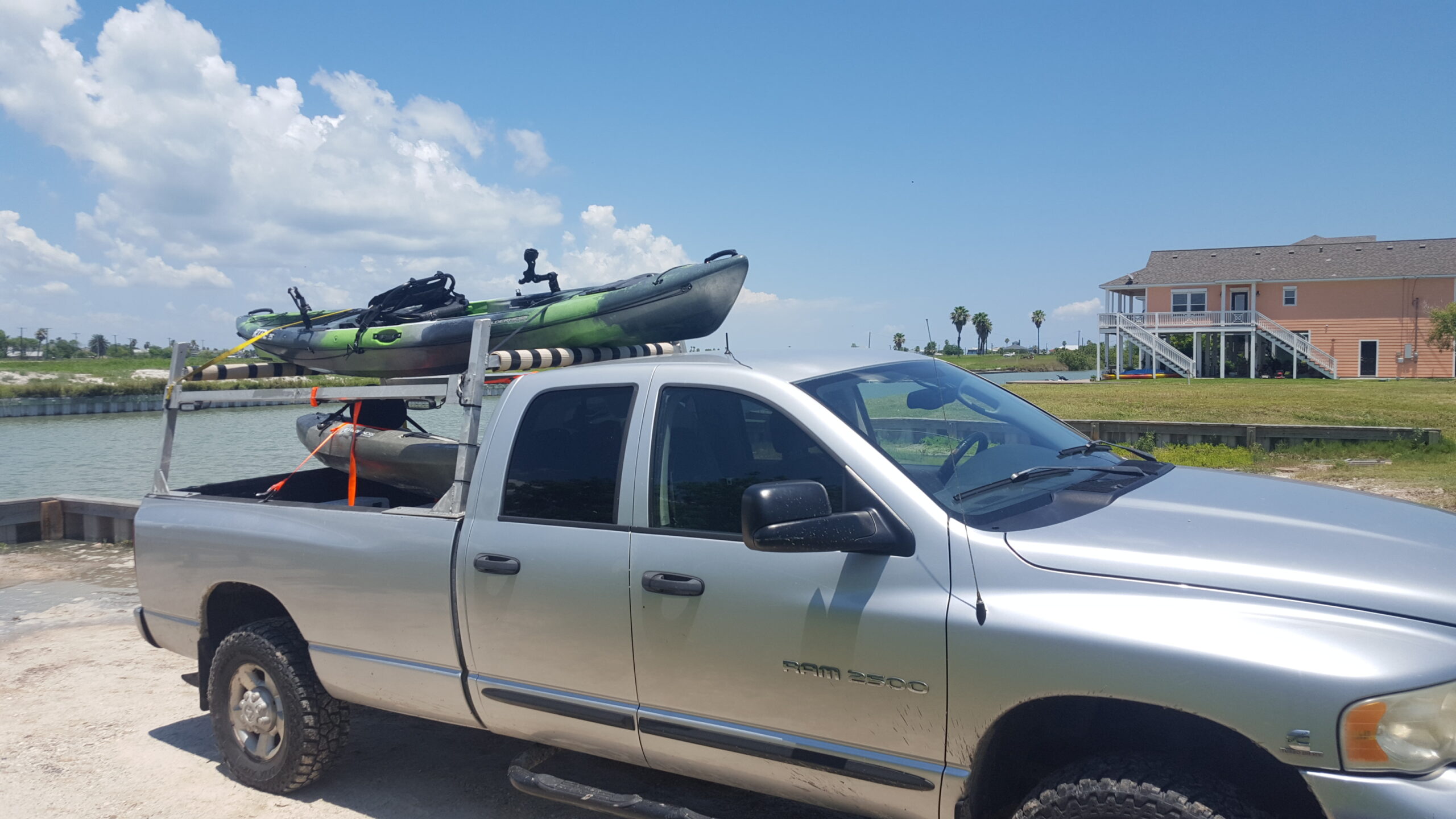 loaded kayaks