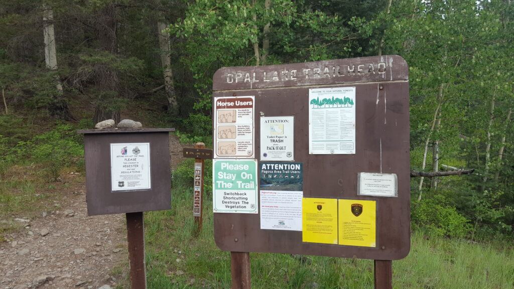Opal Lake trail head