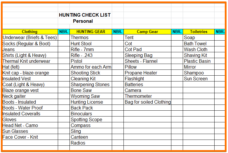 personal gear list - outfitting a colorado elk hunt