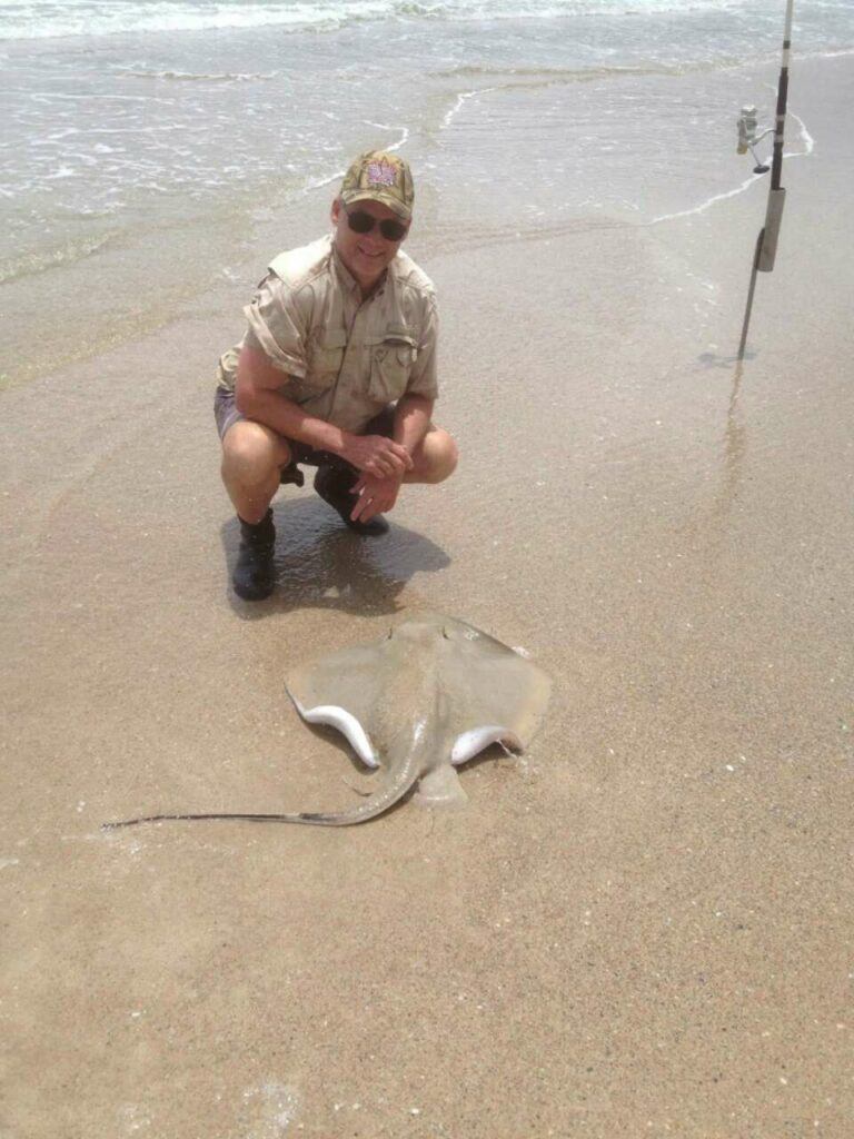 Rex McMahon with a stingray from Padre Island Texas