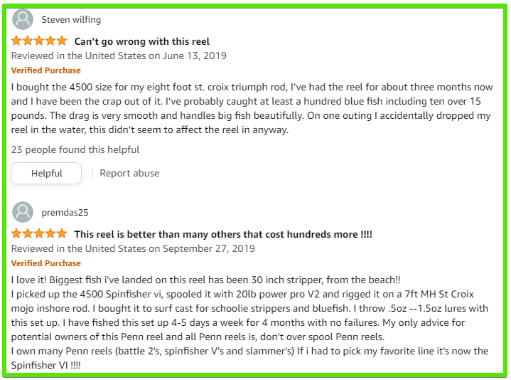 Penn Spinfisher VI customer reviews