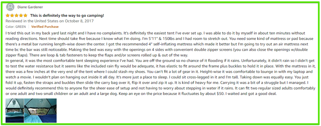 Kamprite Double Tentcot Review