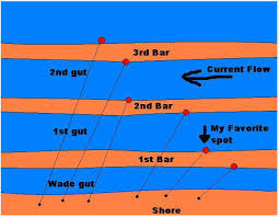 illustration of guts and sandbars along the beach front