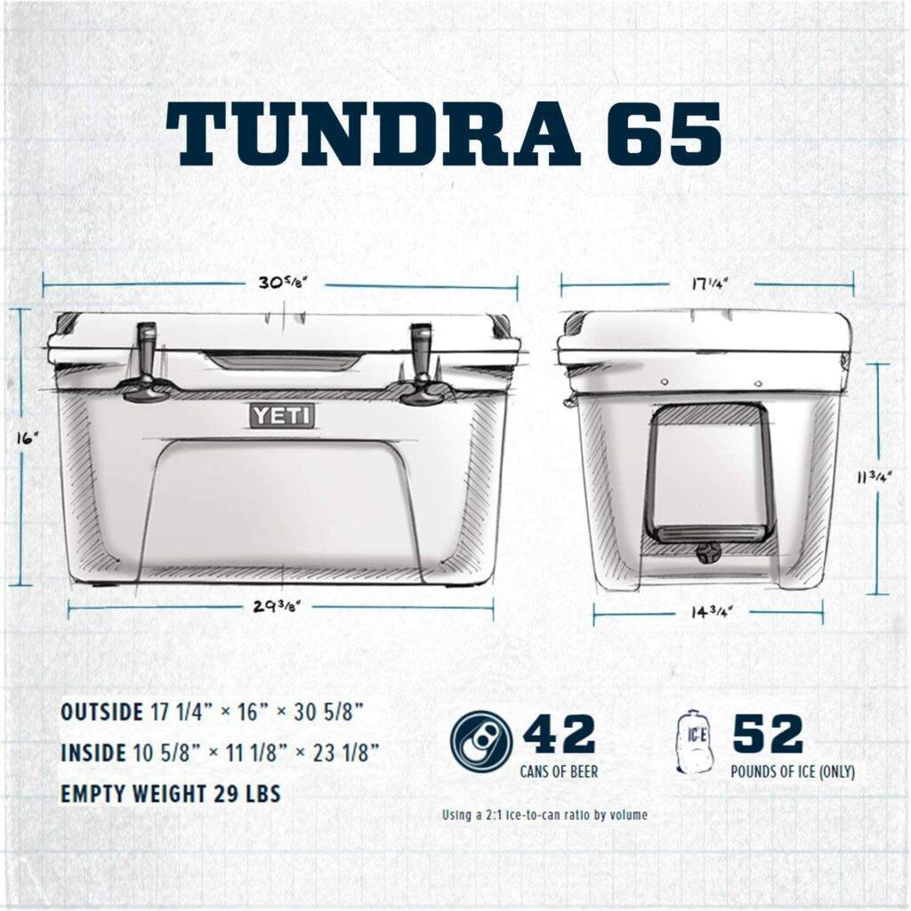 Yeti Tundra 65 dimensions diagram