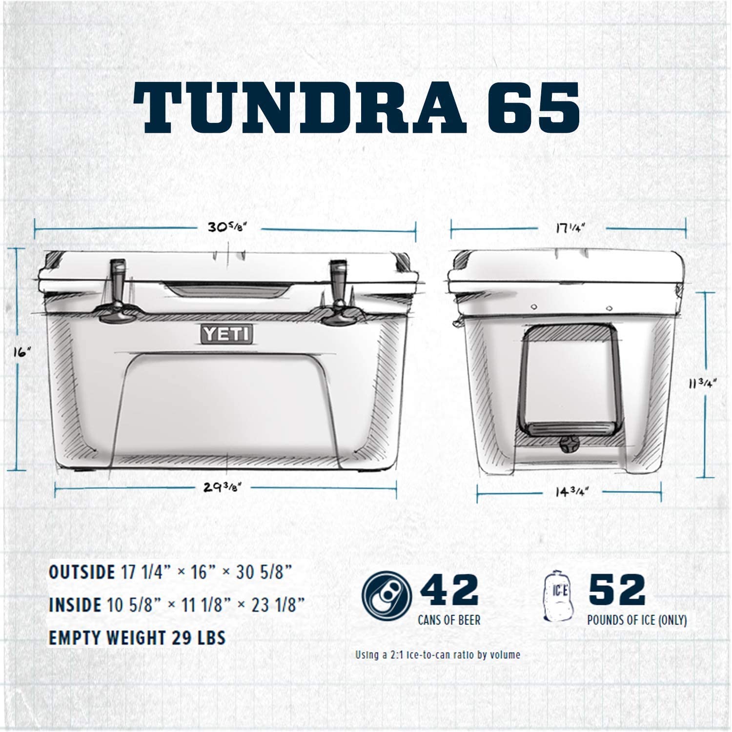 Rtic 65 hot sale dimensions