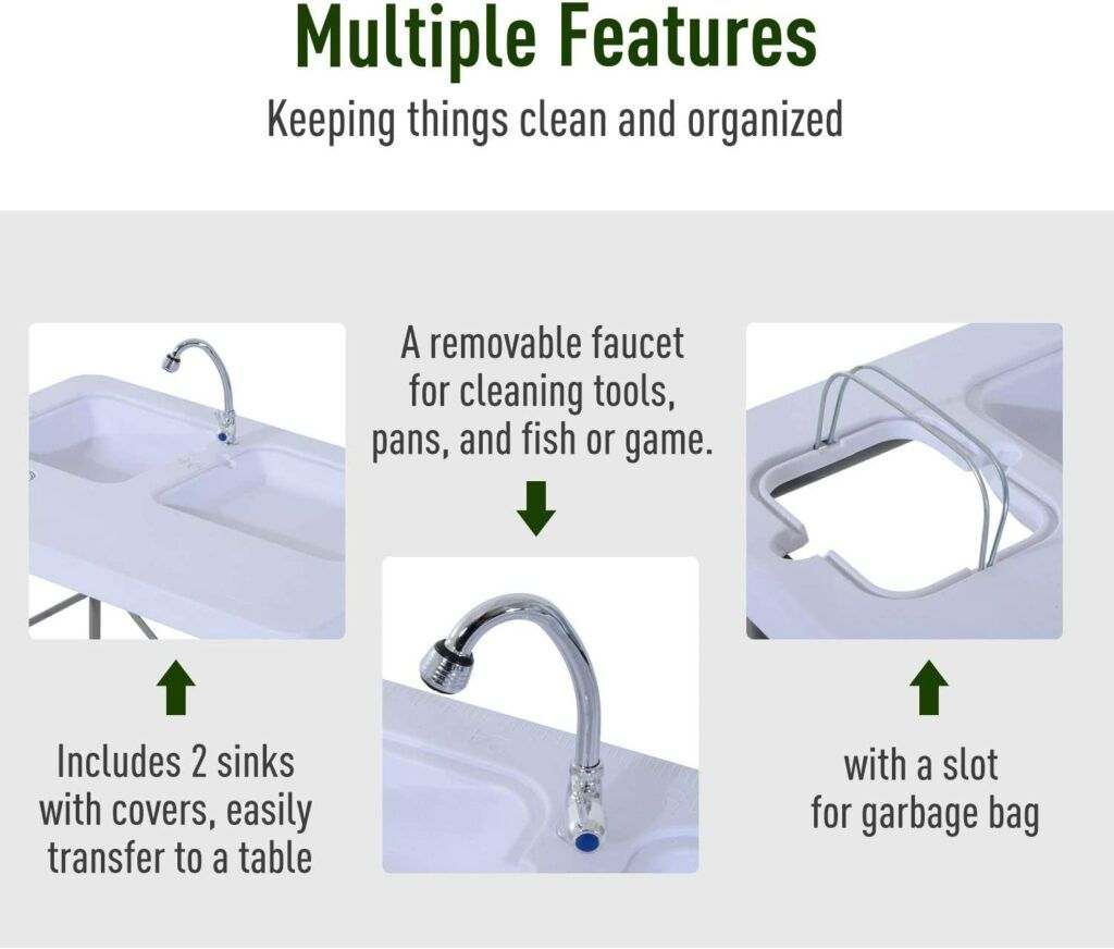 OUTSUNNY fish cleaning table features diagram