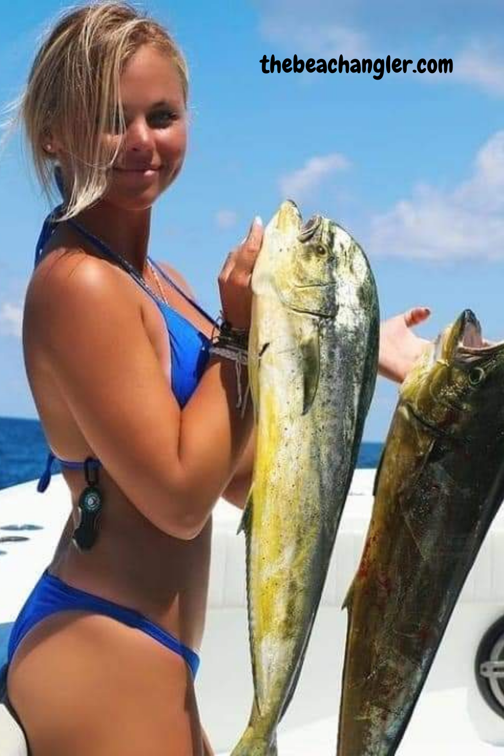 Young Lady with a double on Mahi Mahi. Now she needs a good fishing cleaning table.