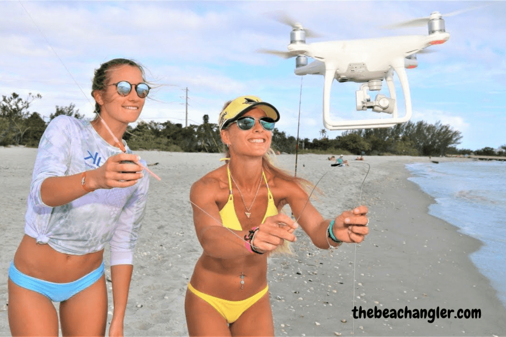 Gannet Pro Plus drone review - Two young ladies launching their drone on the beach 