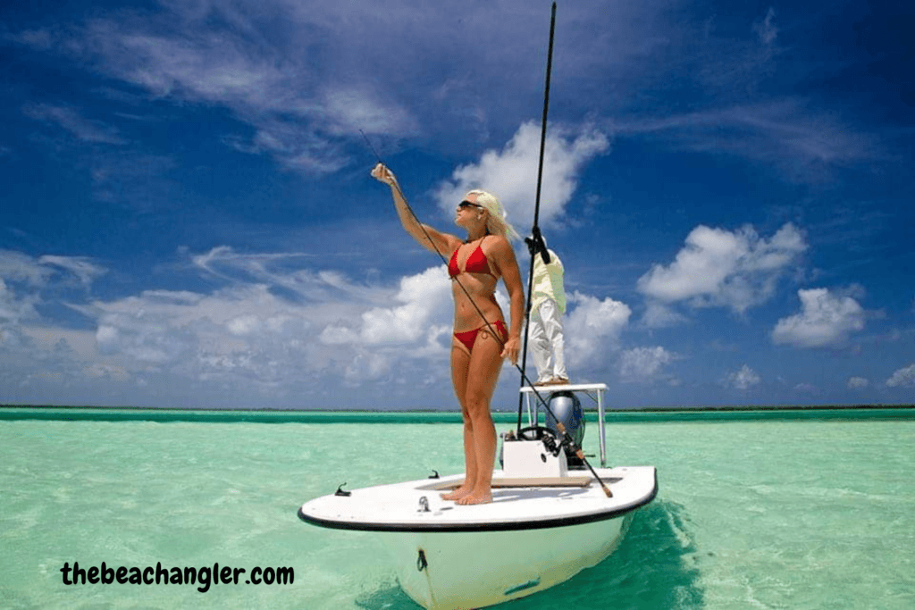 Young Lady fishing the flats with her Daiwa Emcast spinning reel - 7 best Daiwa spinning reels