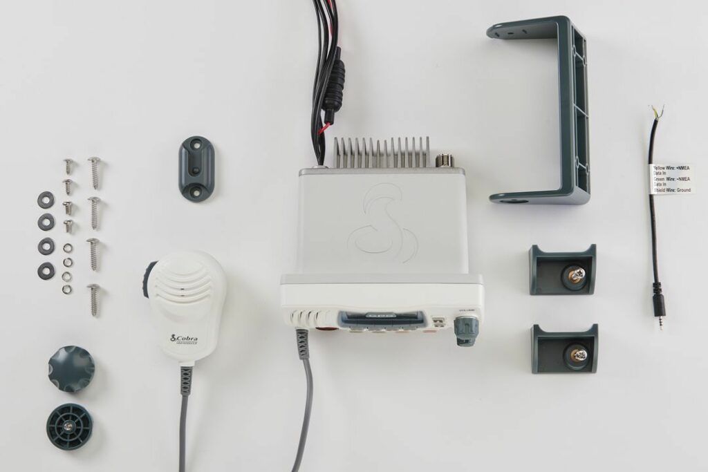 hardware and accessories included with the Cobra MRF 77 marine radio - Cobra marine radios review