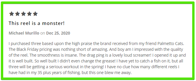 Piscifun Carnivore X baitfeeder spinning reel customer review - 5 out of 5 stars