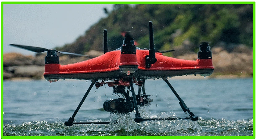 The new SwellPro Splash Drone 4 taking off from in the water.
