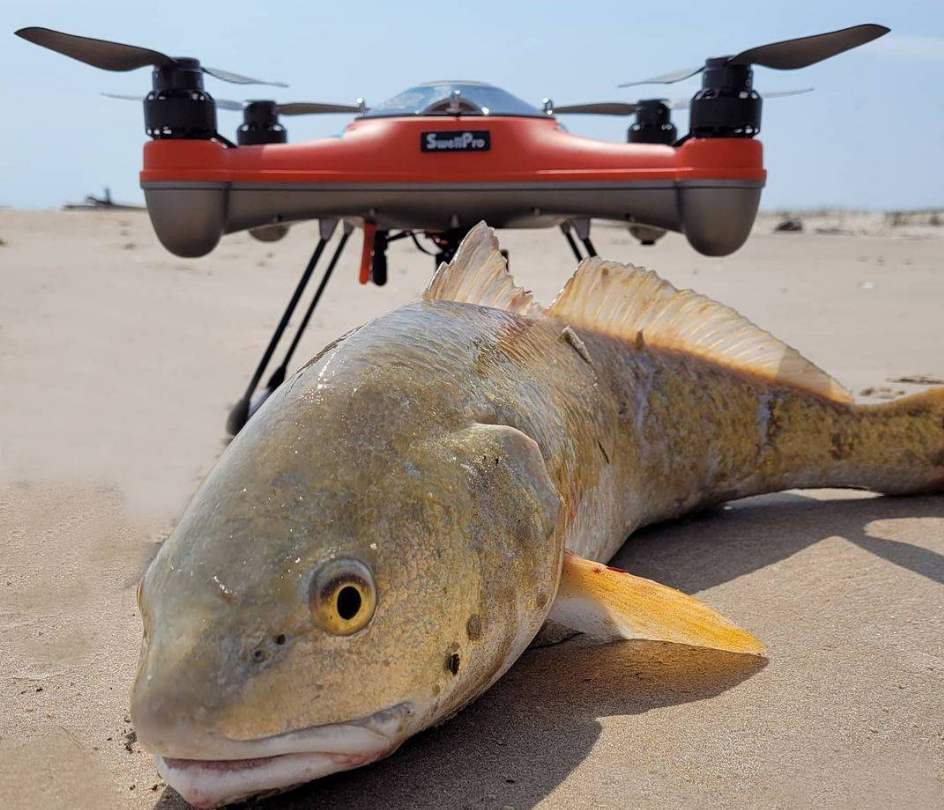 Bull Redfish caught from the beach using a SwellPro Fishing Drone