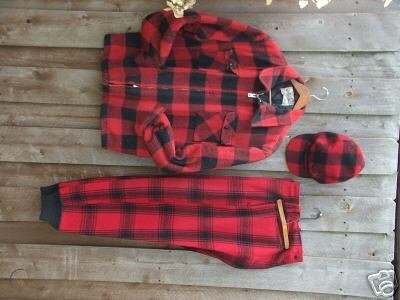 Vintage red plaid wool hunting clothes