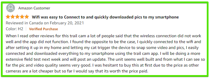 REXING USA Woodlens H2 trail camera customer review. 5 out of 5 stars.