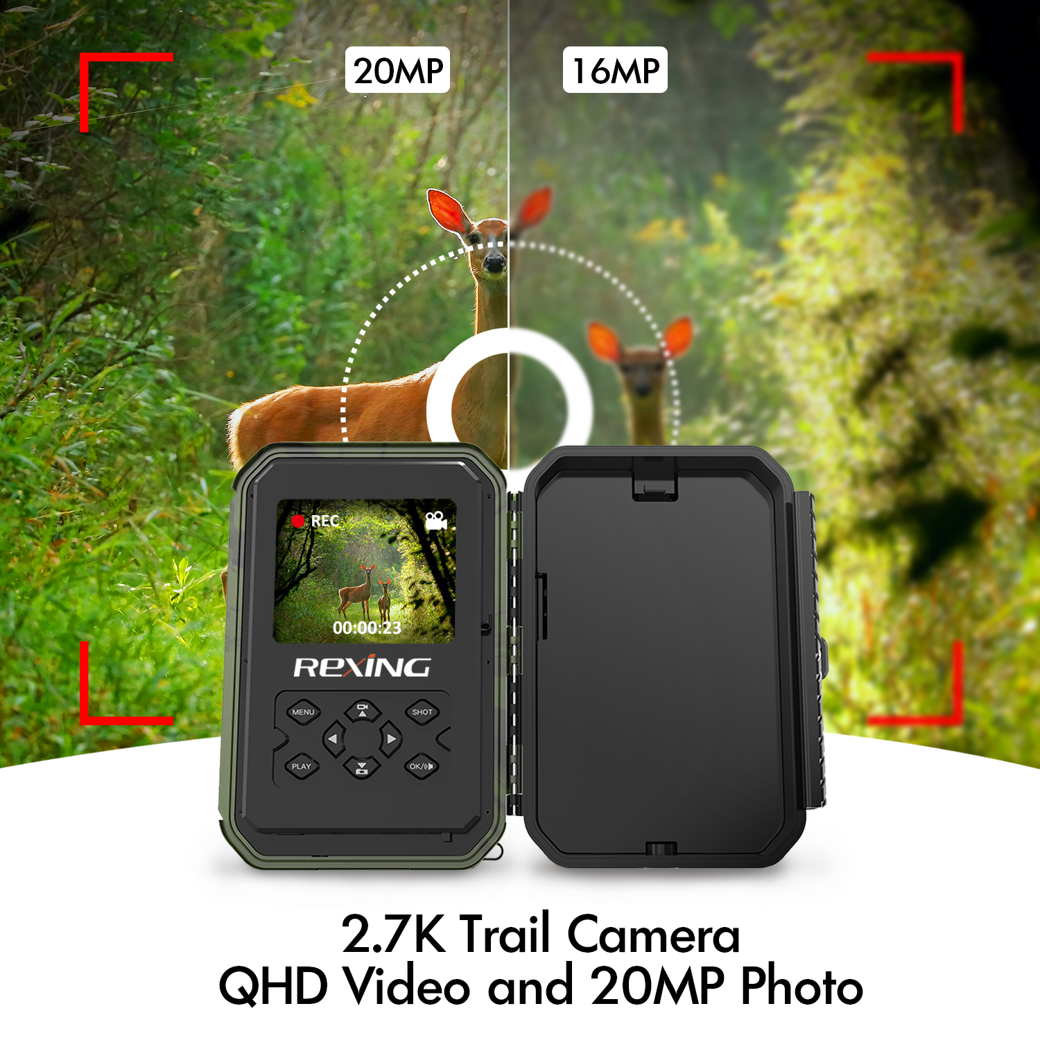 REXING USA Woodlens H3 trail camera with variable picture resolution feature