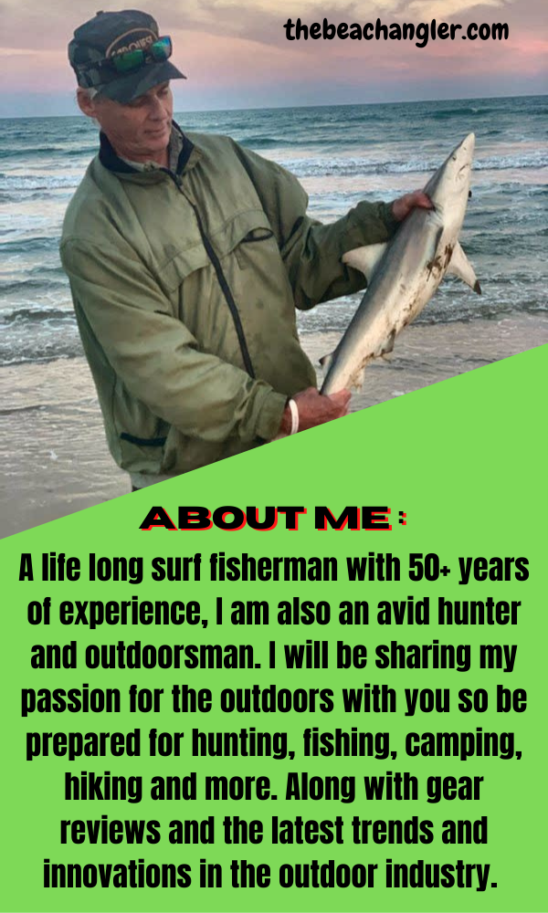 About the Author - Rex McMahon. picture of him holding a small blacktip shark on the beach