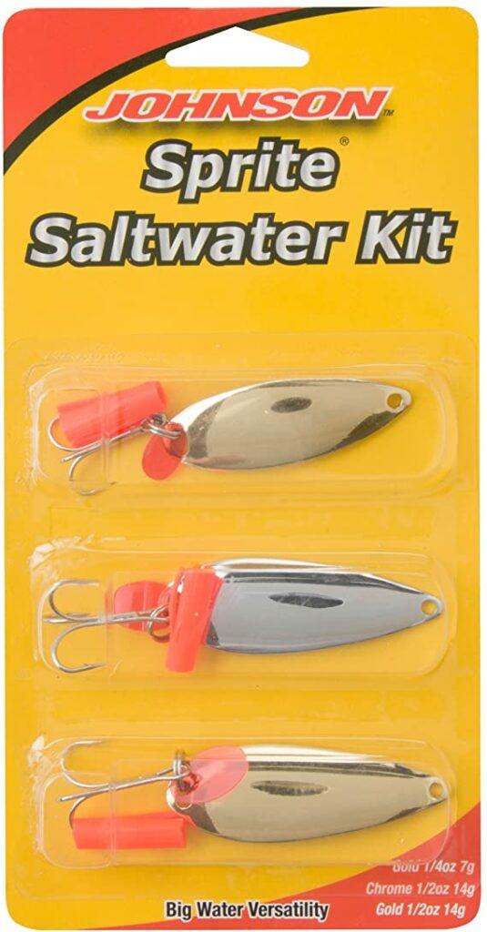 basic surf fishing equipment for beginners - Johnson Sprite saltwater spoons