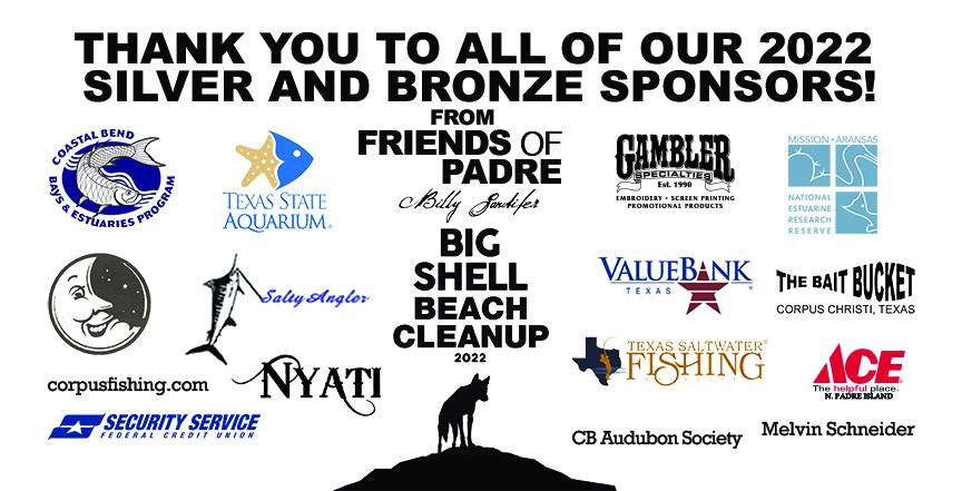 Billy Sandifer Big Shell Beach Cleanup silver and bronze event sponsors