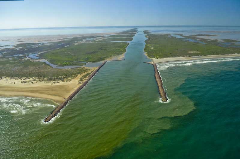 Port Mansfield Pass between the Gulf of Mexico and the Laguna Madre.