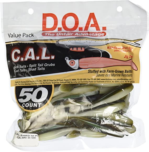 D.O.A. soft plastic shad with real fish scents and attractants added