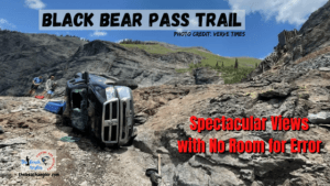Black Bear Pass Trail Featured Image - Ram Pickup on its side on Black Bear Pass Trail