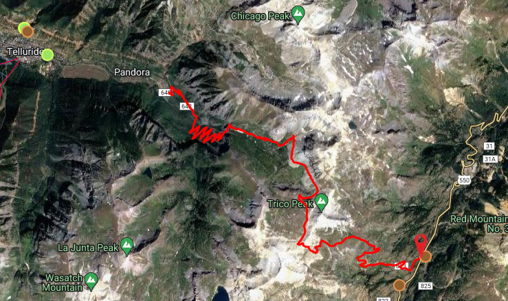 Black Bear Pass Trail map