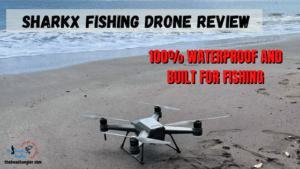 SharkX fishing drone review - the SharkX drone on the beach ready for take off