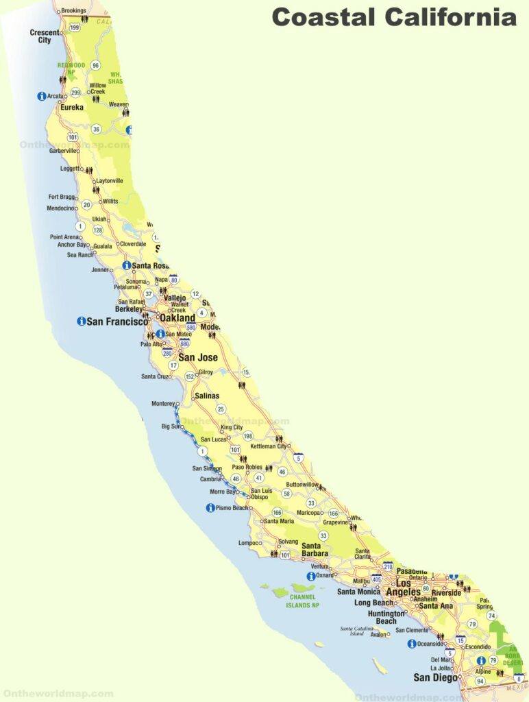 surf fishing california - california coastal map