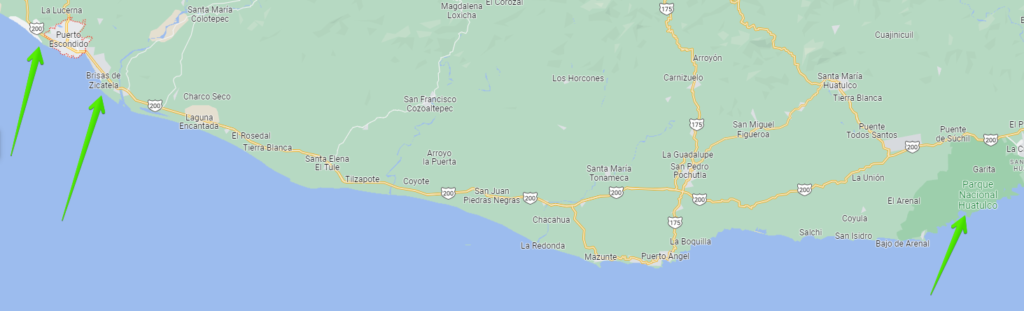 surf fishing in mexico - map of puerto escondido