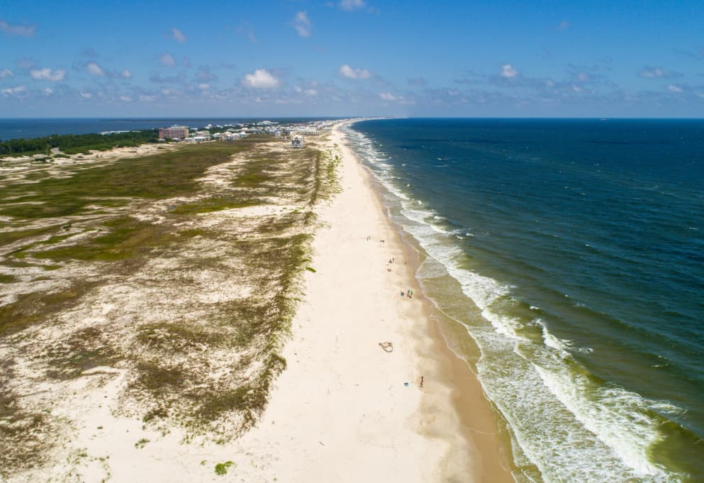 Surf Fishing Gulf Shores Alabama - Fort Morgan Beach Alabama from the air