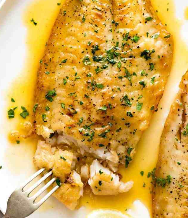 how to catch gulf kingfish - picture of pan fried gulf kingfish, aka whiting, with a lemon butter sauce
