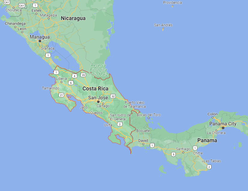 Beach fishing Costa Rica - Map of Costa Rica