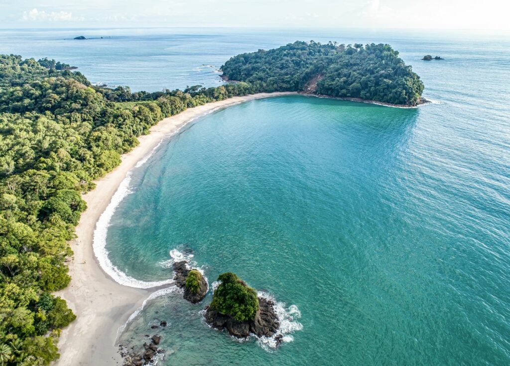 Aerial photo of Manuel Antonio Beach Costa Rica