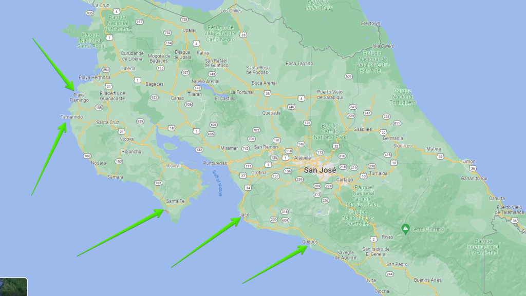 Beach fishing Costa Rica - Map of Costa Rica