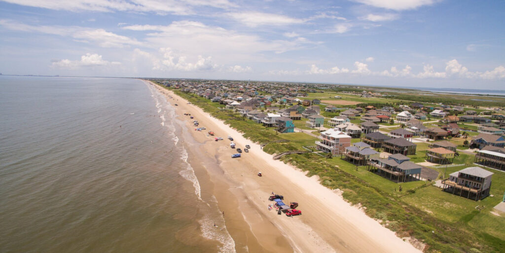 Surf Fishing Crystal Beach Texas - Aerial view of Crystal Beach Texas