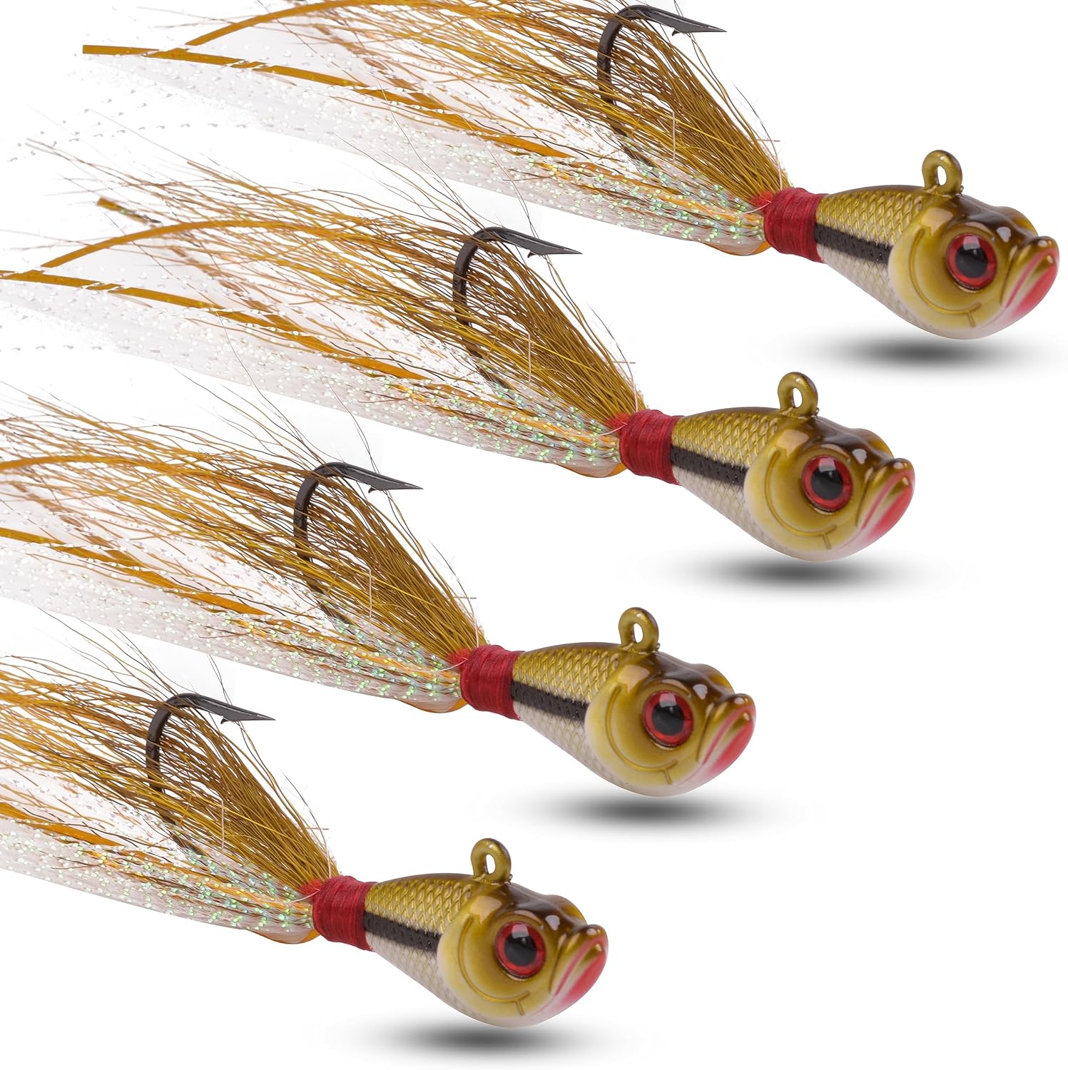 Lot 5 Jigs Bucktail 1 Oz Pêche Surf & Bar - Neufs - Man With A Spoon