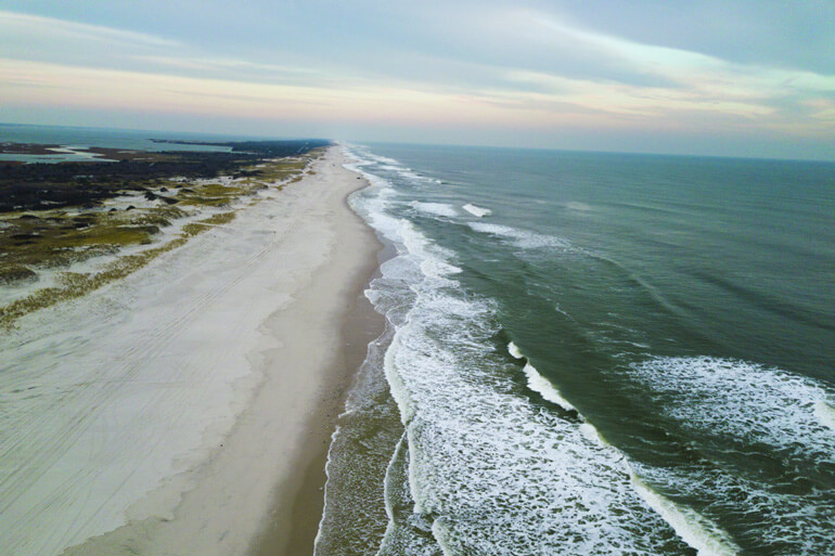 Aerial photo of Island Beach State Park in New Jersey