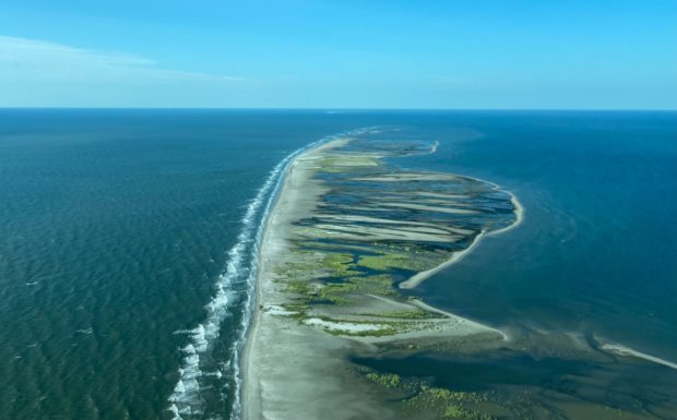 aerial view of the Chandeleur Islands Louisiana - Surf fishing in Louisiana