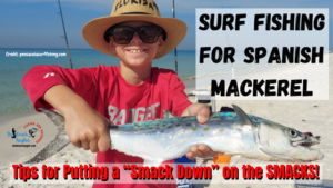 Surf fishing for spanish mackerel featured image - Young surf angler holding a nice spanish mackerel he caught from the surf