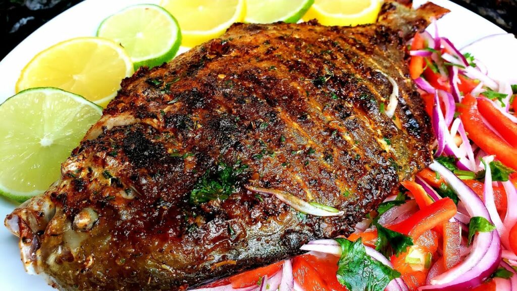 Whole grilled pompano from Cooking with Claudy